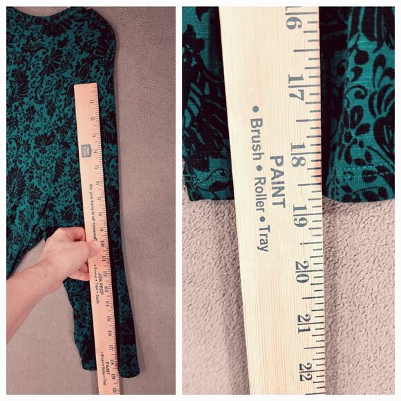 J Jill Midi Dress sz L Women Floral Hunter Green Long Sleeve Cottagecore Prairie - Picture 6 of 16